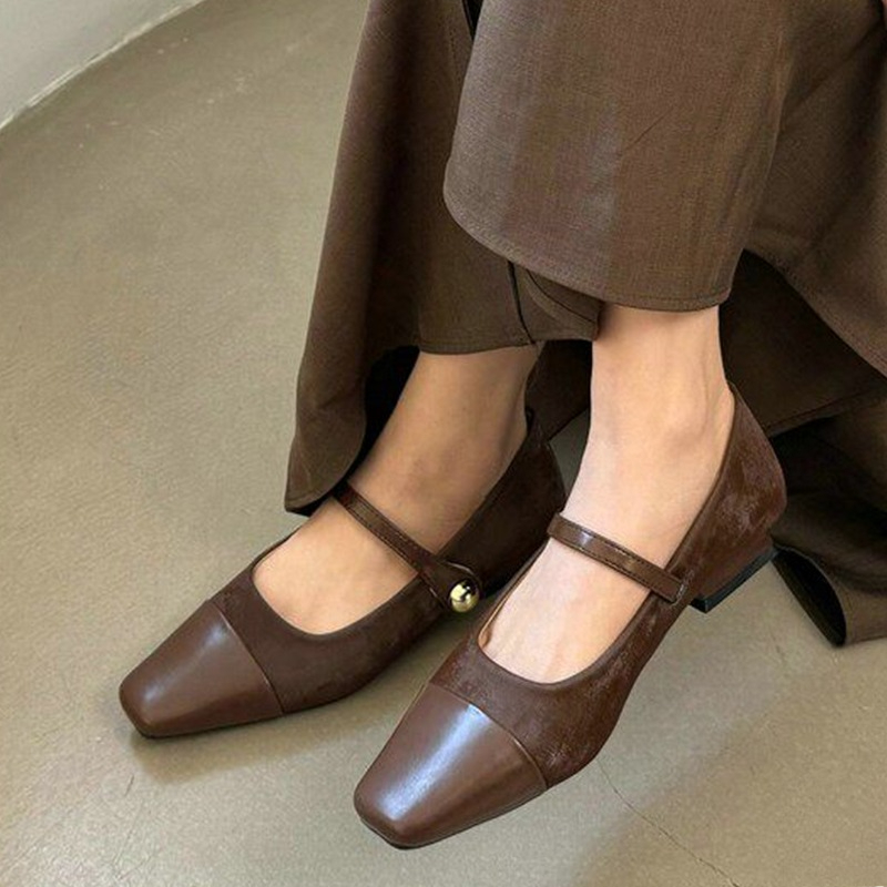 Women'S Fashion Shoes - รองเท้าแมรี่เจนสำหรับผู้หญิง รองเท้าส้นหนาแบบหรูหรา รองเท้าแตะแบบสวม ดีไซน์เนอร์ รองเท้าส้นเตี้ยแฟชั่น รองเท้าเดินสบายสำหรับผู้หญิง
