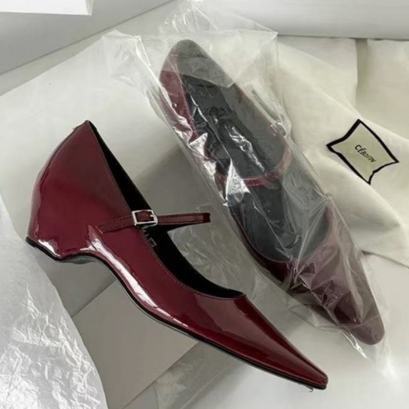 Women'S Fashion Shoes - รองเท้าส้นเตารีดแบบแมรี่เจน ดีไซน์หวานหรูหรา รุ่นใหม่ล่าสุดปี 2026 สำหรับผู้หญิง หัวแหลม