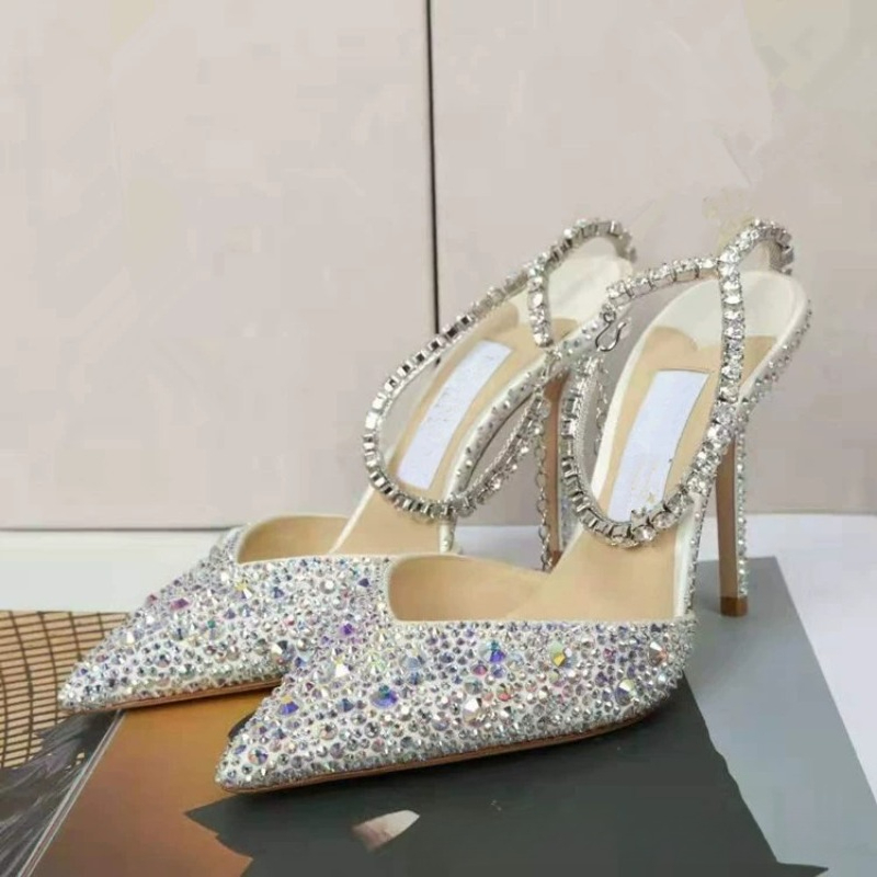 Women'S Fashion Jewellery - รองเท้าผู้หญิงแบบใหม่สำหรับฤดูร้อน รองเท้าส้นสูงประดับคริสตัลหรูหรา เซ็กซี่ ประดับเพชร รองเท้าส้นสูงแบบรัดส้นสำหรับผู้หญิง รองเท้าดีไซเนอร์