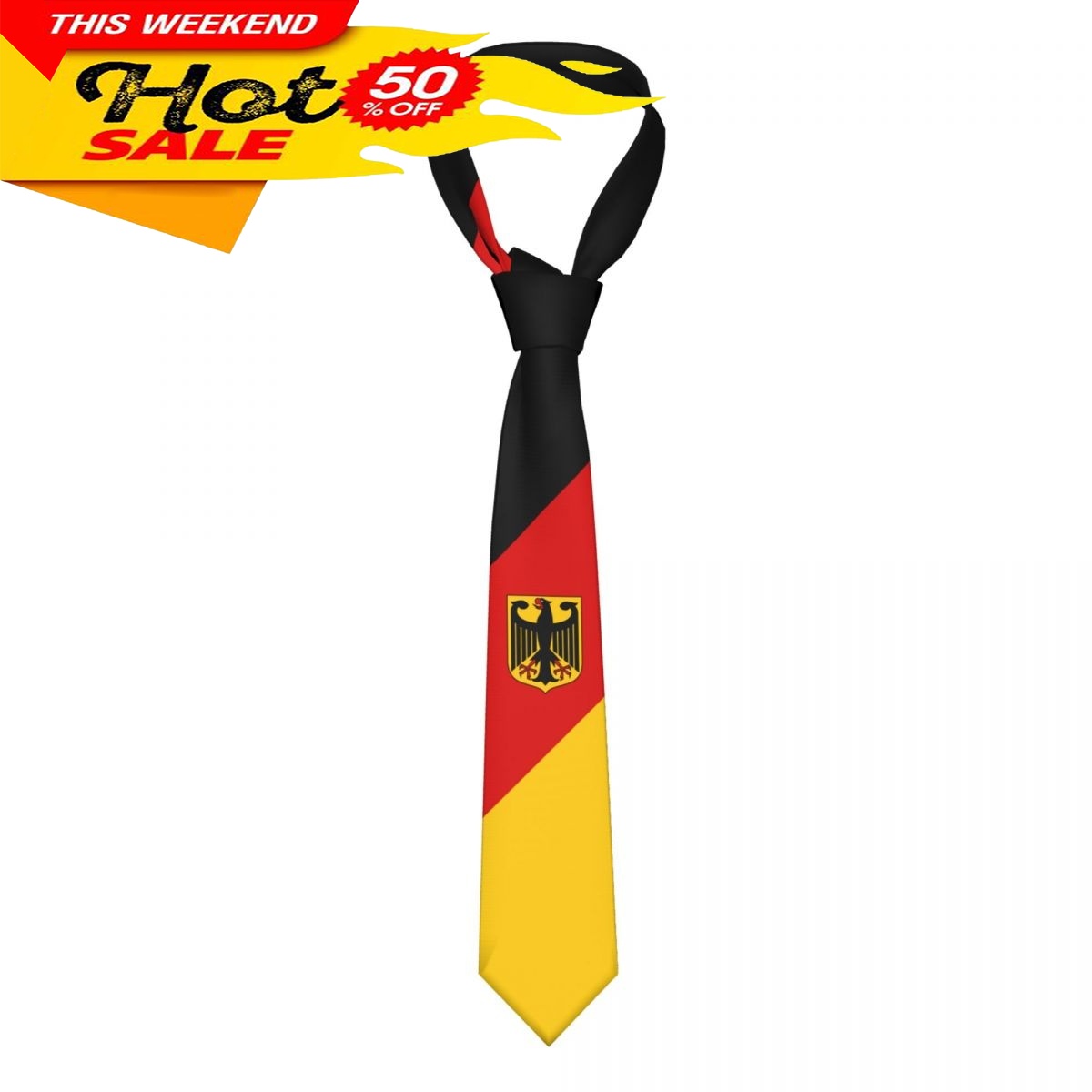 Women Fashion Necktie - เนคไทลายธงชาติเยอรมนี เนคไทลำลองลายสก็อตสำหรับผู้ชายและผู้หญิง เหมาะสำหรับงานแต่งงาน ธุรกิจ และงานปาร์ตี้
