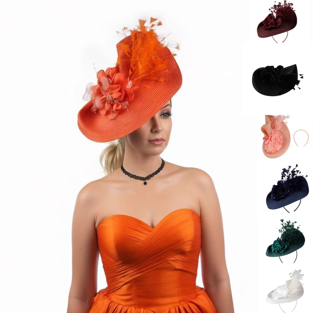 Women'S Fashion Kentucky Derby - หมวกปาร์ตี้ชาสไตล์เคนตักกี้ประดับขนนกและฟางแบบโอเวอร์ไซส์ ปี 2026 หมวกปาร์ตี้เดอร์บี้ทรงพิลบอกซ์สำหรับผู้หญิง เหมาะสำหรับงานค็อกเทลและงานแต่งงาน