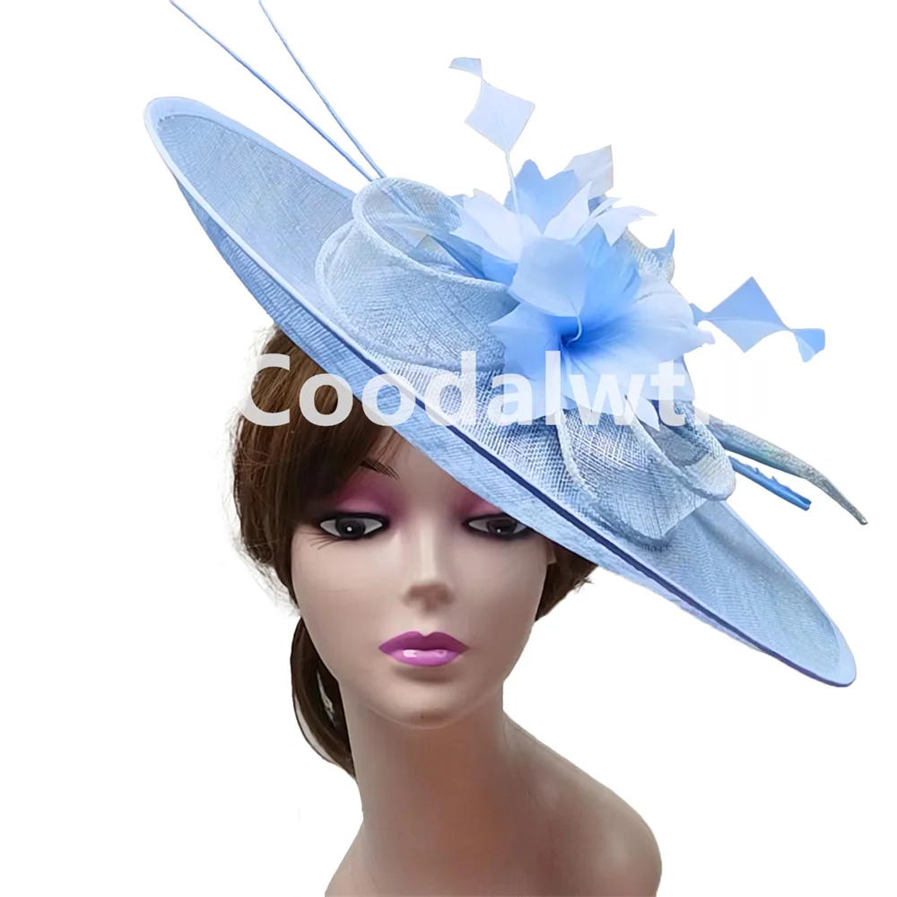 Women'S Fashion Kentucky Derby - หมวก Kentucky DERBY สำหรับผู้หญิงหมวกที่น่าสนใจขนาดใหญ่ขนนกพระราชแอสคอตหมวกขนาดใหญ่ที่น่าสนใจสำหรับปาร์ตี้งานแต่งงาน headpiece ดอกไม้โบสถ์