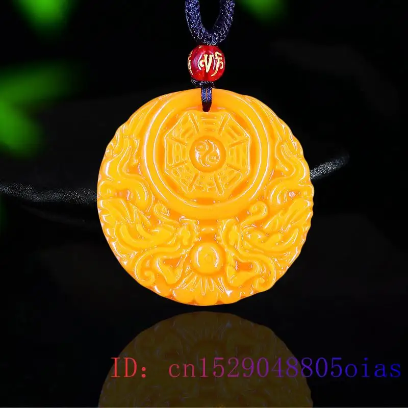 Women'S Fashion Jewellery - สีเหลืองหยกมังกรจี้ของขวัญผู้ชายแกะสลักจีน Charm สร้อยคอแฟชั่นอุปกรณ์เสริมธรรมชาติผู้หญิง Amulet เครื่องประดับ Lucky