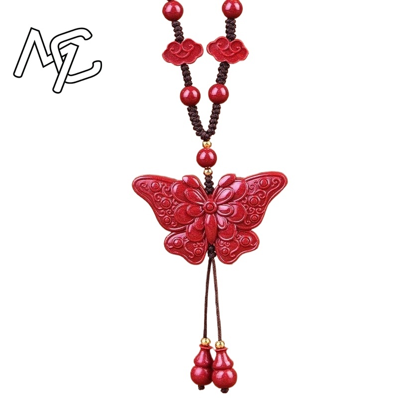 Women'S Fashion Jewellery - สร้อยคอจี้รูปผีเสื้อหยกแดงซินนาบาร์ แฟชั่น เครื่องประดับจีน บำบัดรักษา นำโชค ของขวัญสำหรับผู้หญิงและผู้ชาย