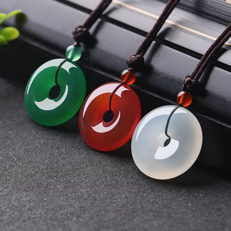 Women'S Fashion Jewellery - ธรรมชาติMulticolorหยกDonutจี้สร้อยคอสร้อยคอแฟชั่นเครื่องประดับCharmเครื่องประดับแกะสลักของขวัญAmuletสำหรับผู้หญิงผู้ชาย
