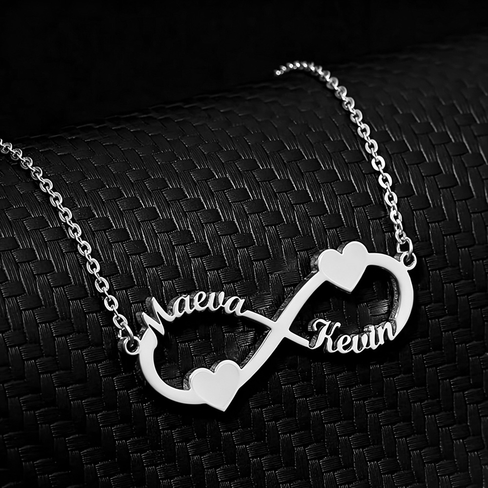 Women Fashion Names - สร้อยคอชื่อสั่งทำ จี้รูปหัวใจอินฟินิตี้ สแตนเลสสตีล ป้ายชื่อส่วนตัว เครื่องประดับหรูหรา ของขวัญสำหรับผู้หญิง