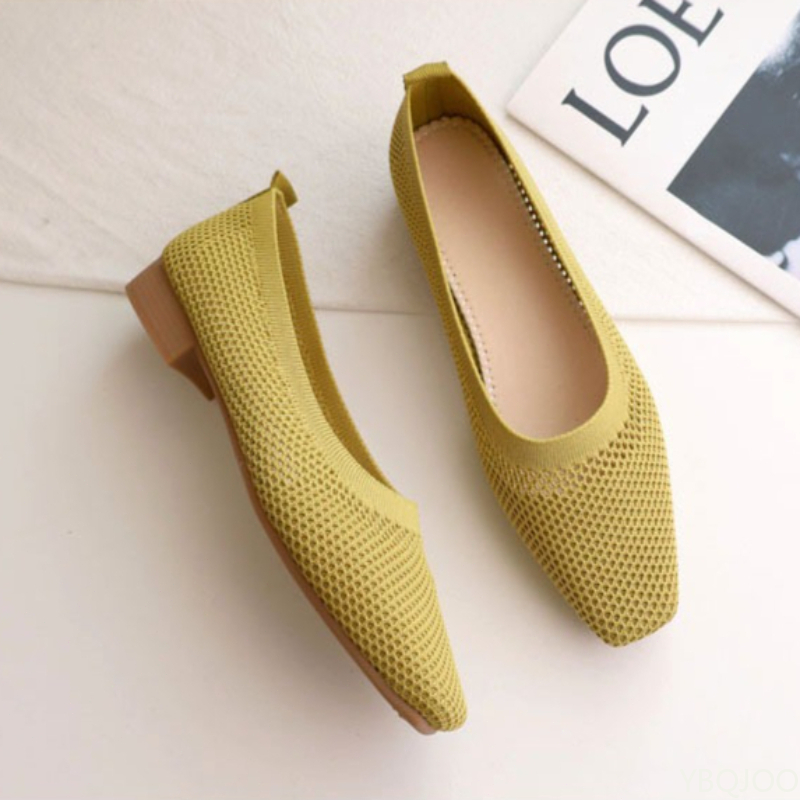 Women'S Fashion Shoes - รองเท้าส้นเตี้ยหัวเหลี่ยมพื้นนิ่มสำหรับผู้หญิง สไตล์ใหม่สำหรับฤดูใบไม้ผลิและฤดูร้อน ส้นกลาง ลำลอง ปากตื้น ระบายอากาศได้ดี