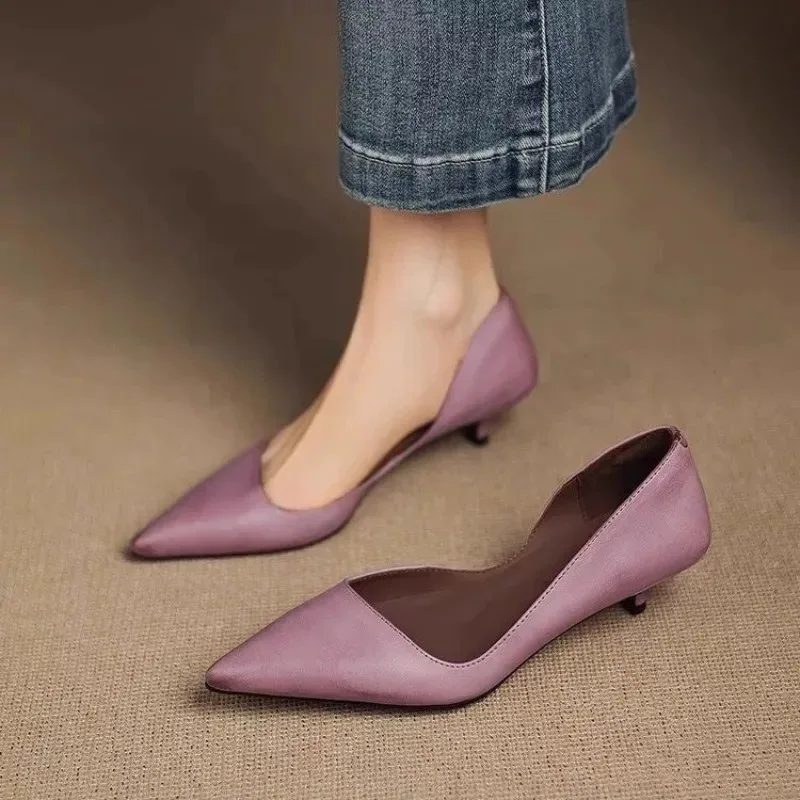 Women'S Fashion Shoes - รองเท้าส้นเข็มหัวแหลมแฟชั่นสำหรับผู้หญิง สไตล์เซ็กซี่ ระบายอากาศด้านข้าง น้ำหนักเบา