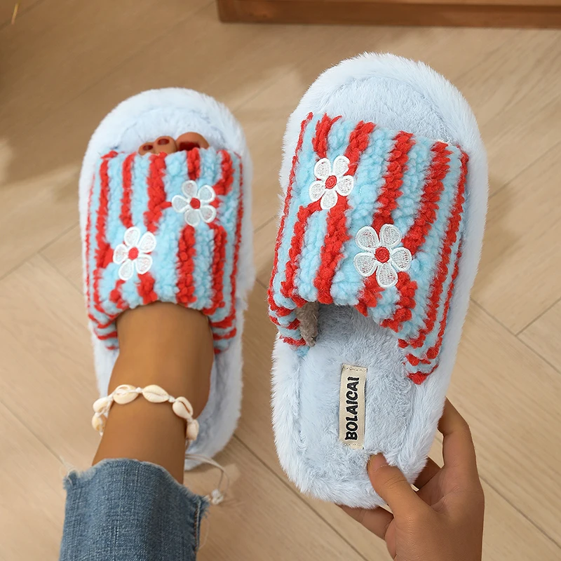 รองเท้าแตะขนนุ่มลายปักดอกไม้สำ - Women'S Fashion Korea บทวิจารณ์และราคา
