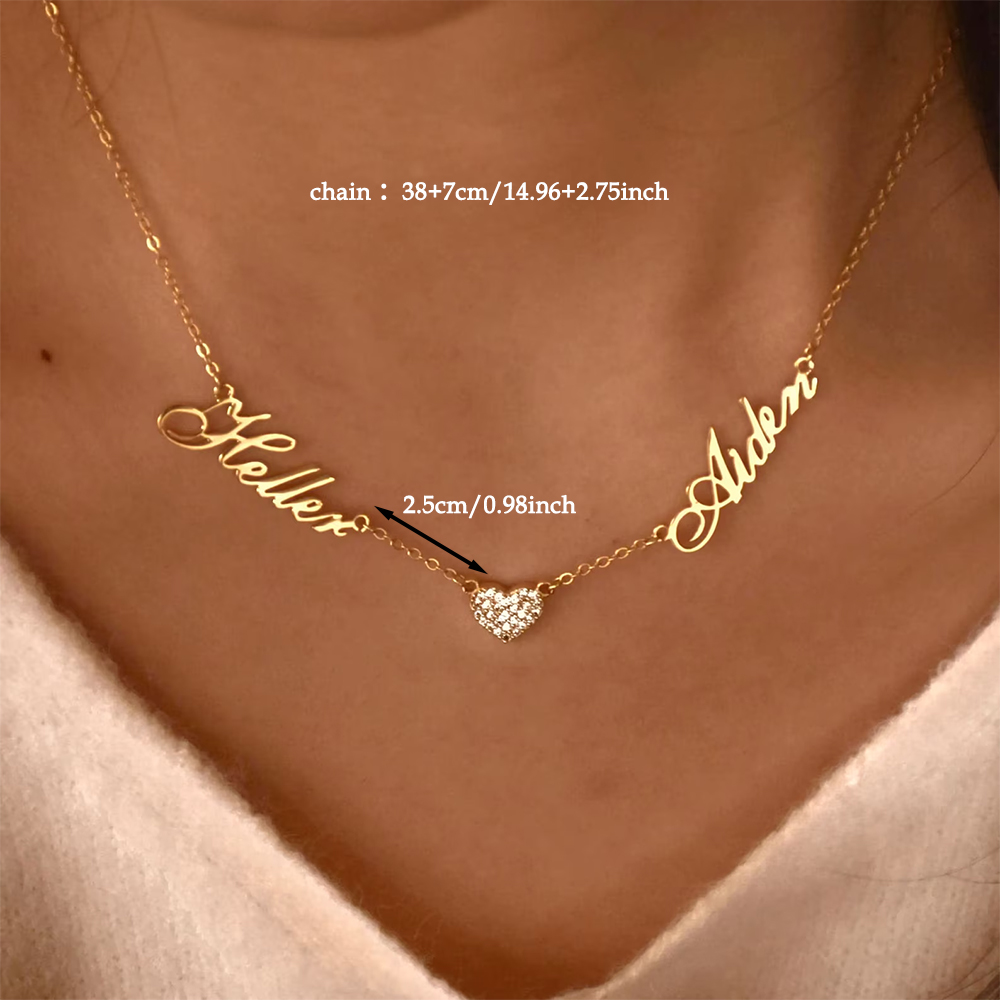 สร้อยคอสองชื่อแบบกำหนดเองสำหรั - Women Fashion Names บทวิจารณ์และราคา