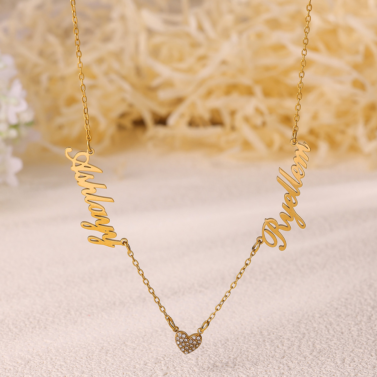 สร้อยคอสองชื่อแบบกำหนดเองสำหรั - Women Fashion Names บทวิจารณ์และราคา