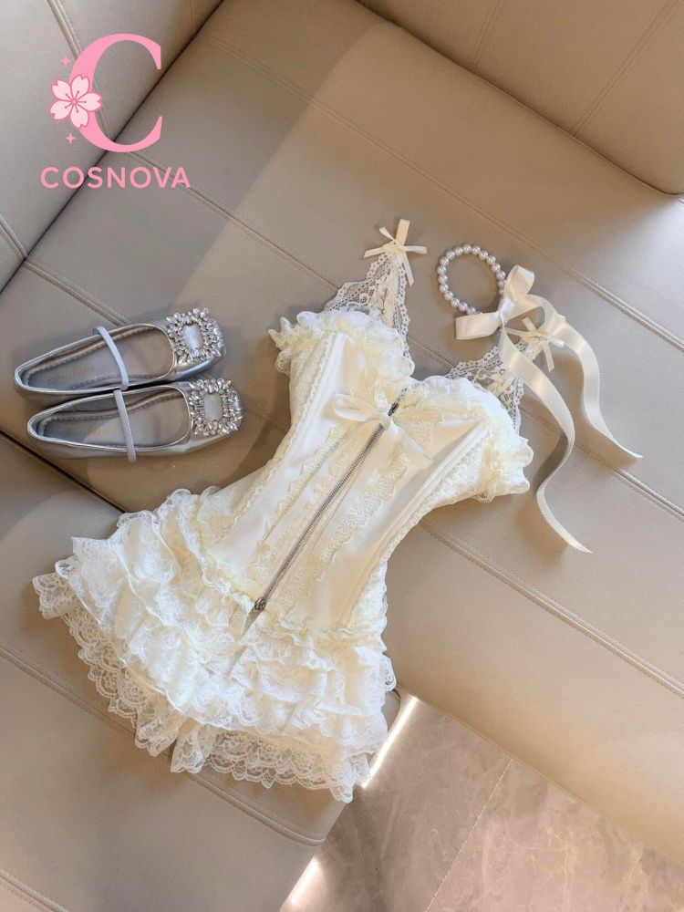 ชุดเซ็ตกระโปรงมินิทรงเค้กเอวสู - Lace Trim Cami บทวิจารณ์และราคา