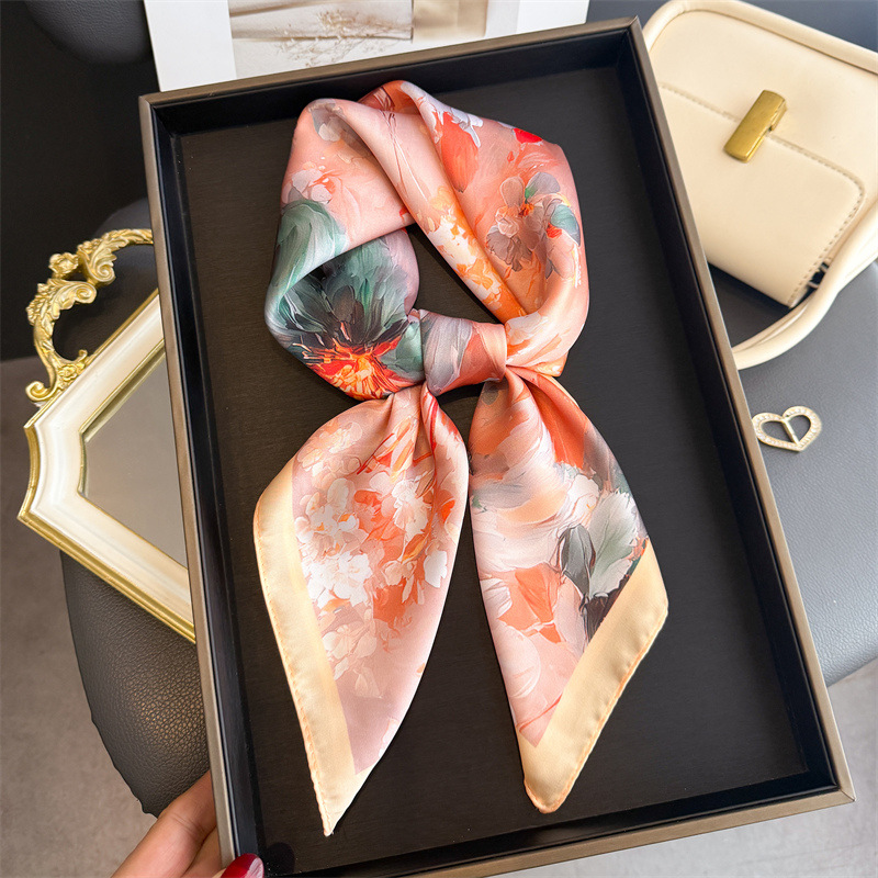 ผ้าพันคอไหมพิมพ์ลายดอกไม้ใหม่ป - Women Fashion Necktie บทวิจารณ์และราคา