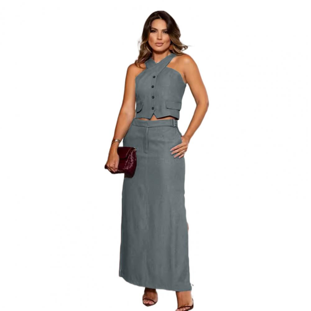 ชุดกระโปรงเสื้อกั๊ก2ชิ้น/เซ็ตส - Women'S Fashion Vest Tops บทวิจารณ์และราคา