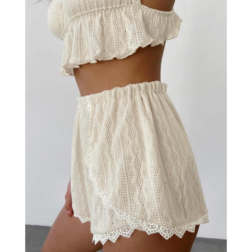 ลูกไม้ Trim Ruffle Hem Cable T - Lace Trim Cami บทวิจารณ์และราคา