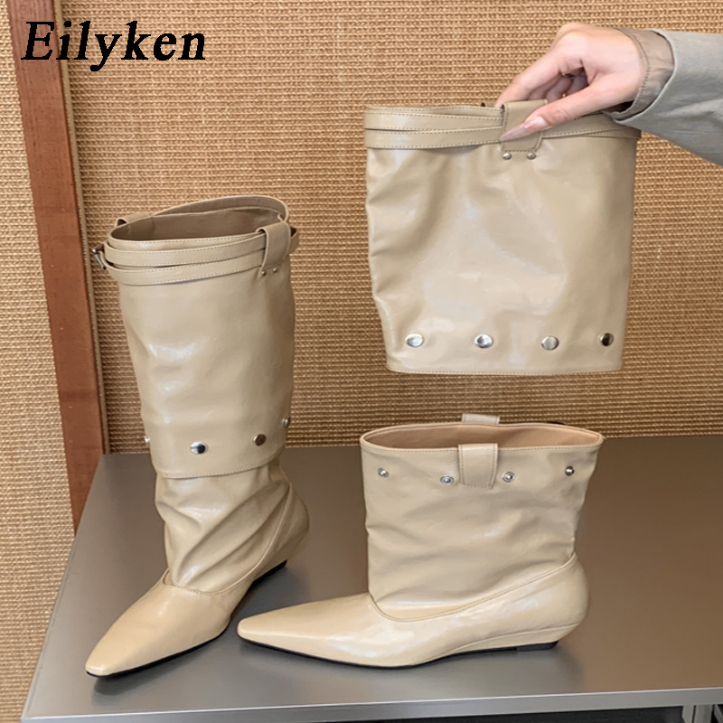 รองเท้าบูทส้นเตี้ยทรงหัวแหลมสำ - Women'S Fashion Knee High Boots บทวิจารณ์และราคา