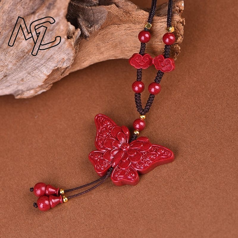 สร้อยคอจี้รูปผีเสื้อหยกแดงซินน - Women'S Fashion Jewellery บทวิจารณ์และราคา