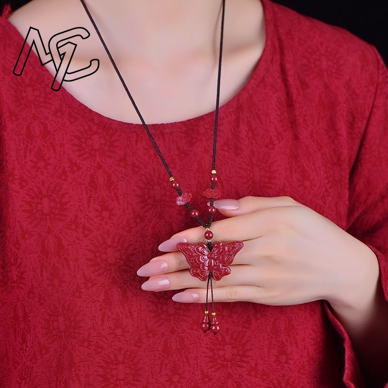 สร้อยคอจี้รูปผีเสื้อหยกแดงซินน - Women'S Fashion Jewellery บทวิจารณ์และราคา