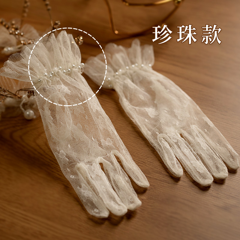 ถุงมือวินเทจลูกไม้โบว์สั้นผ้าท - Women Fashion Photoshoot บทวิจารณ์และราคา