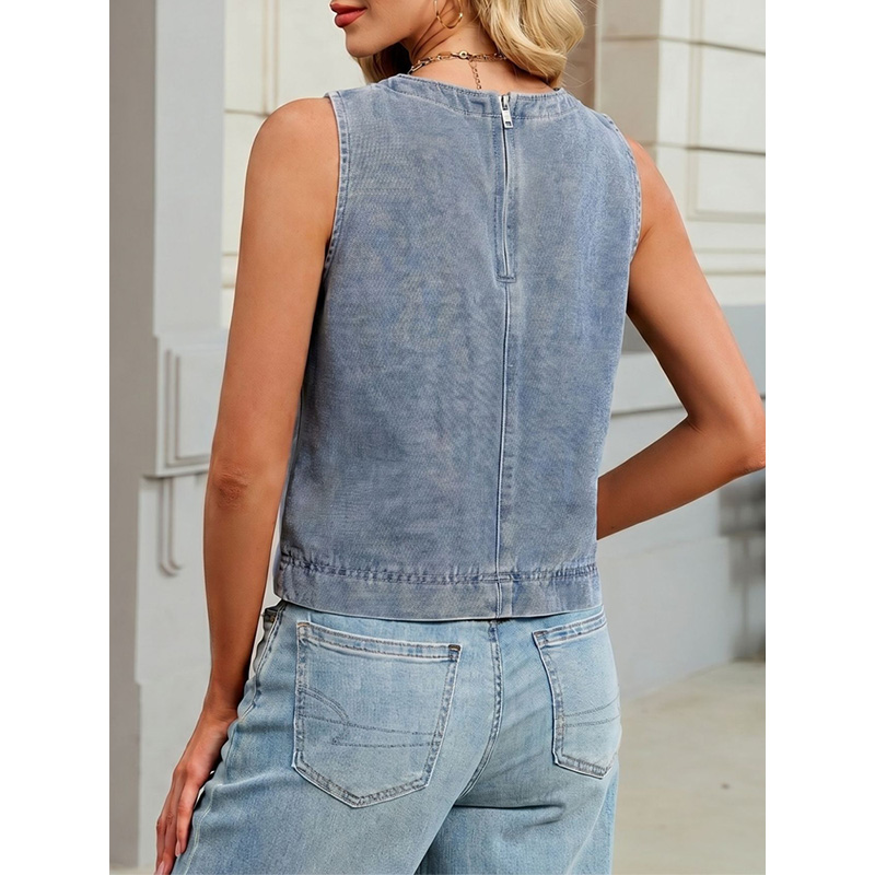 เบนย์นฟฟี่เสื้อกั๊กยีนส์คอกลมล - Women'S Fashion Vest Tops บทวิจารณ์และราคา