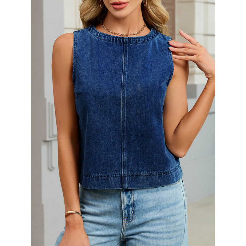 เบนย์นฟฟี่เสื้อกั๊กยีนส์คอกลมล - Women'S Fashion Vest Tops บทวิจารณ์และราคา