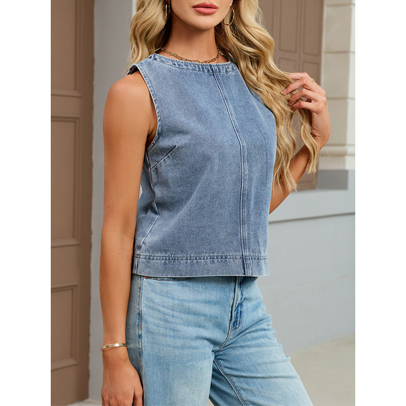 เบนย์นฟฟี่เสื้อกั๊กยีนส์คอกลมล - Women'S Fashion Vest Tops บทวิจารณ์และราคา