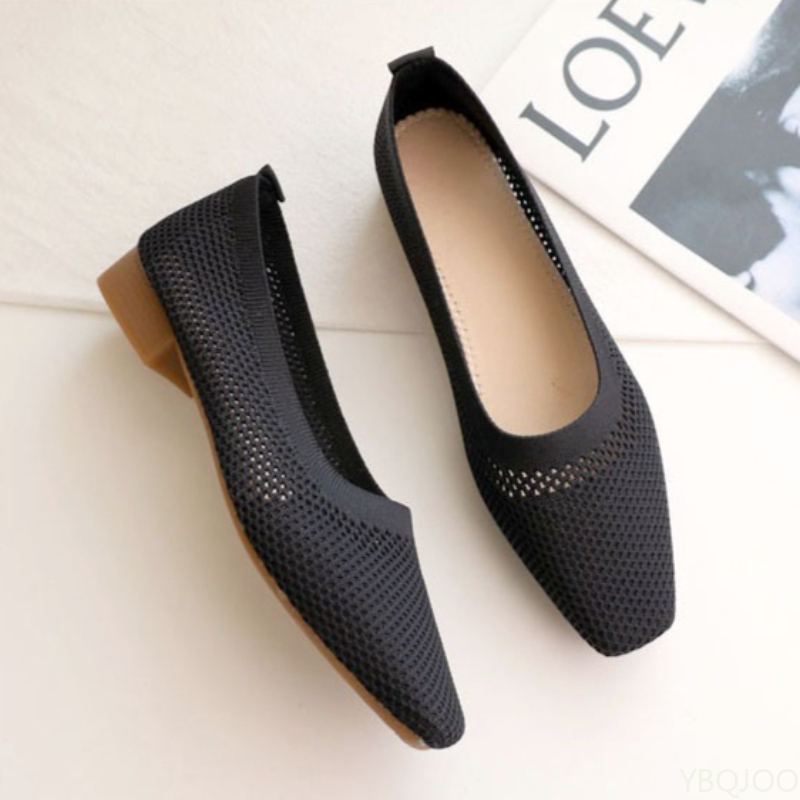 รองเท้าส้นเตี้ยหัวเหลี่ยมพื้นน - Women'S Fashion Shoes บทวิจารณ์และราคา