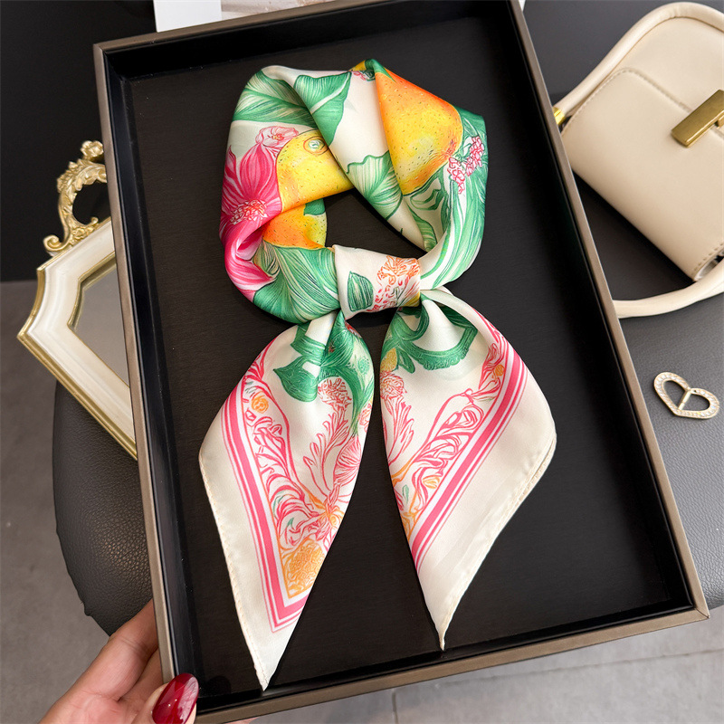 ผ้าพันคอไหมพิมพ์ลายผลไม้ใหม่ปี - Women Fashion Necktie บทวิจารณ์และราคา
